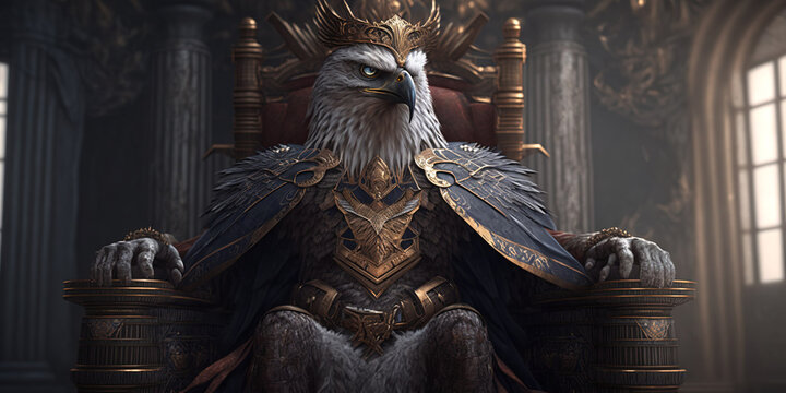 Majestic Eagle King Perched on His Throne. Ai generative