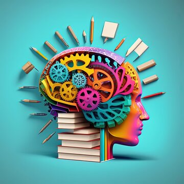 Brainy thoughts representing intelligence, Education, Learning, Mindfulness, and Thinking Ai, Ai Generated