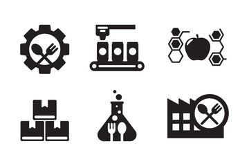 Set of food industry icons in black design isolated on white background