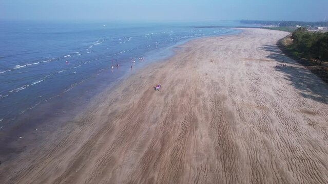 Aerial footage of Varsoli beach at Alibag, located 125 kms from Pune on the West Coast of Maharashtra India.