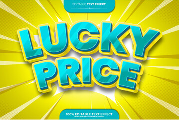 Lucky Price 3D Editable text effect vector illustration