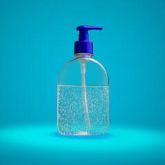 Liquid in glassware bottle on color background