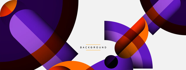 Fototapeta premium Geometric abstract background. Round shapes, circles, lines composition for wallpaper banner background or landing page