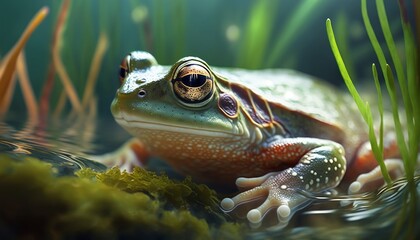 Frog animal nature wildlife. Generative AI technology.	
