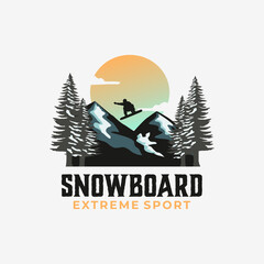 ski snowboard winter sport vector template. extreme outdoor adventure symbol illustration.