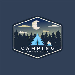 camping outdoor adventure template. tent camp vector illustration.