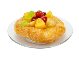 danish pastry with fruits isolated