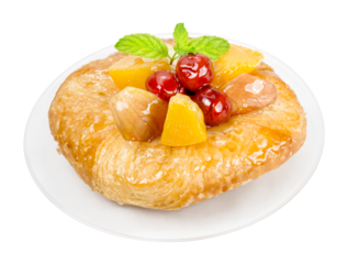 danish pastry with fruits isolated