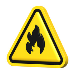 3D Icon ISO Triangle Warning Sign: Fire Hazard Symbol