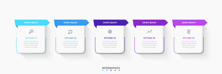 Vector Infographic label design template with icons and 5 options or steps. Can be used for process diagram, presentations, workflow layout, banner, flow chart, info graph.