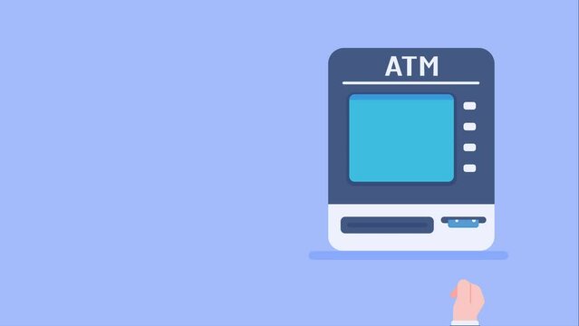 Hand showing credit card to withdraw cash from ATM