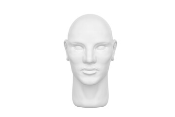 3D render of human head Isolated on white background, front view, Transparent background PNG file.