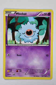 Pokemon trading card, Woobat.