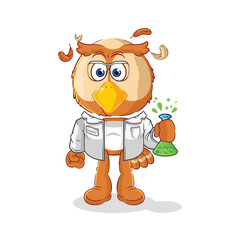 owl scientist character. cartoon mascot vector