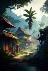 indonesia village with wonderful forest