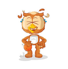 owl dribble basketball character. cartoon mascot vector