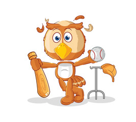 owl playing baseball mascot. cartoon vector