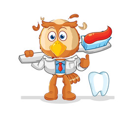 owl dentist illustration. character vector