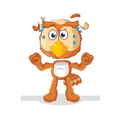 owl muscular cartoon. cartoon mascot vector