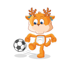 deer kicking the ball cartoon. cartoon mascot vector