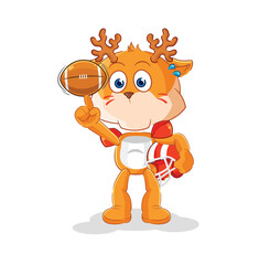 deer playing rugby character. cartoon mascot vector