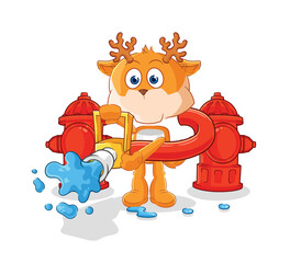 deer firefighter vector. cartoon character