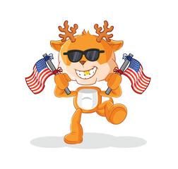 deer american youth cartoon mascot vector