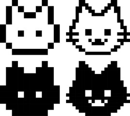 猫の顔のドット絵アイコン