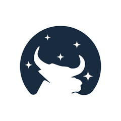 Obraz na płótnie Canvas Negative space taurus bull with star on circle background logo template