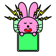 いびきをかくウサギ　イラスト
