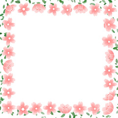 Square border frame stationery with cherry blossoms in full bloom