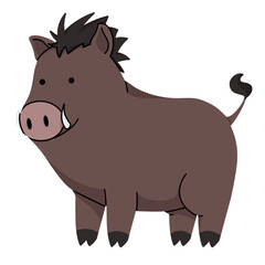 wild boar cute illustration