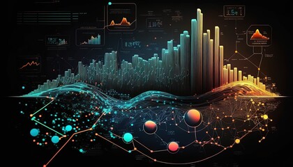 Stock market and trading, digital graph, Generative AI