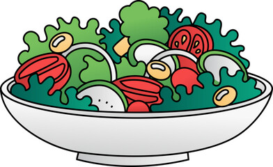 Vegetable Salad decorative design element for website, presentation, flyer, brochure, printing, application. illustration style
