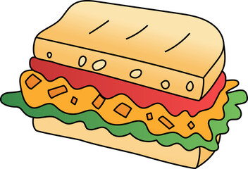 Tuna Melt decorative design element for website, presentation, flyer, brochure, printing, application. illustration style