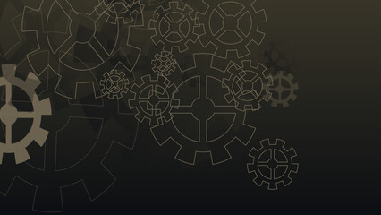 Teamwork concept. Technical support illustration, isolated on dark background. Cartoon realistic clockwork background.