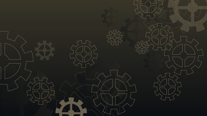 Teamwork concept. Technical support illustration, isolated on dark background. Cartoon realistic clockwork background.