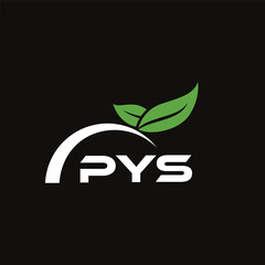 PYS letter nature logo design on black background. PYS creative initials letter leaf logo concept. PYS letter design.