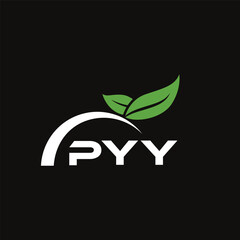 PYY letter nature logo design on black background. PYY creative initials letter leaf logo concept. PYY letter design.