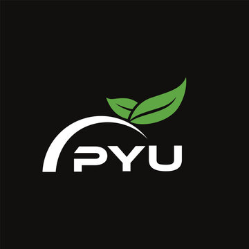 PYU letter nature logo design on black background. PYU creative initials letter leaf logo concept. PYU letter design.