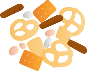 Snack Mix Pretzels picnics food illustration