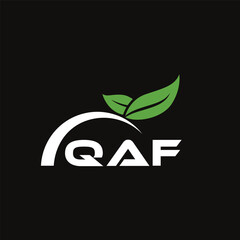 QAF letter nature logo design on black background. QAF creative initials letter leaf logo concept. QAF letter design.