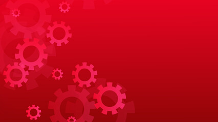 Abstract background metallic with gears, vector illustration. Blurry gears on red background. Minimal idea concept.