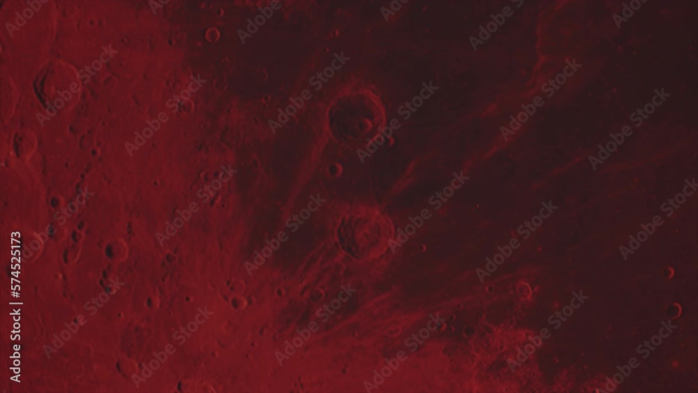 Wall mural concept 1-u1 view of the realistic blood moon from space with asteroid impact craters.