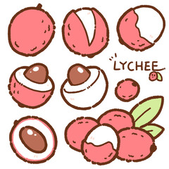 lychee cartoon drawing set