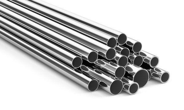 Metal pipes of various diameters. 3d illustration