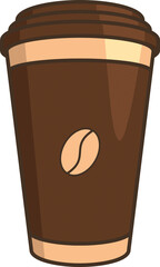 Brown paper coffee cup illustration. Design element with flat colors style.