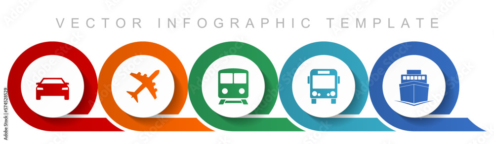 Poster transport icon set, miscellaneous icons such as car, plane, train, bus and ship for webdesign and mo