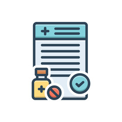 Color illustration icon for prescribed