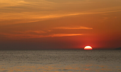 Sunset in the sea nature background.